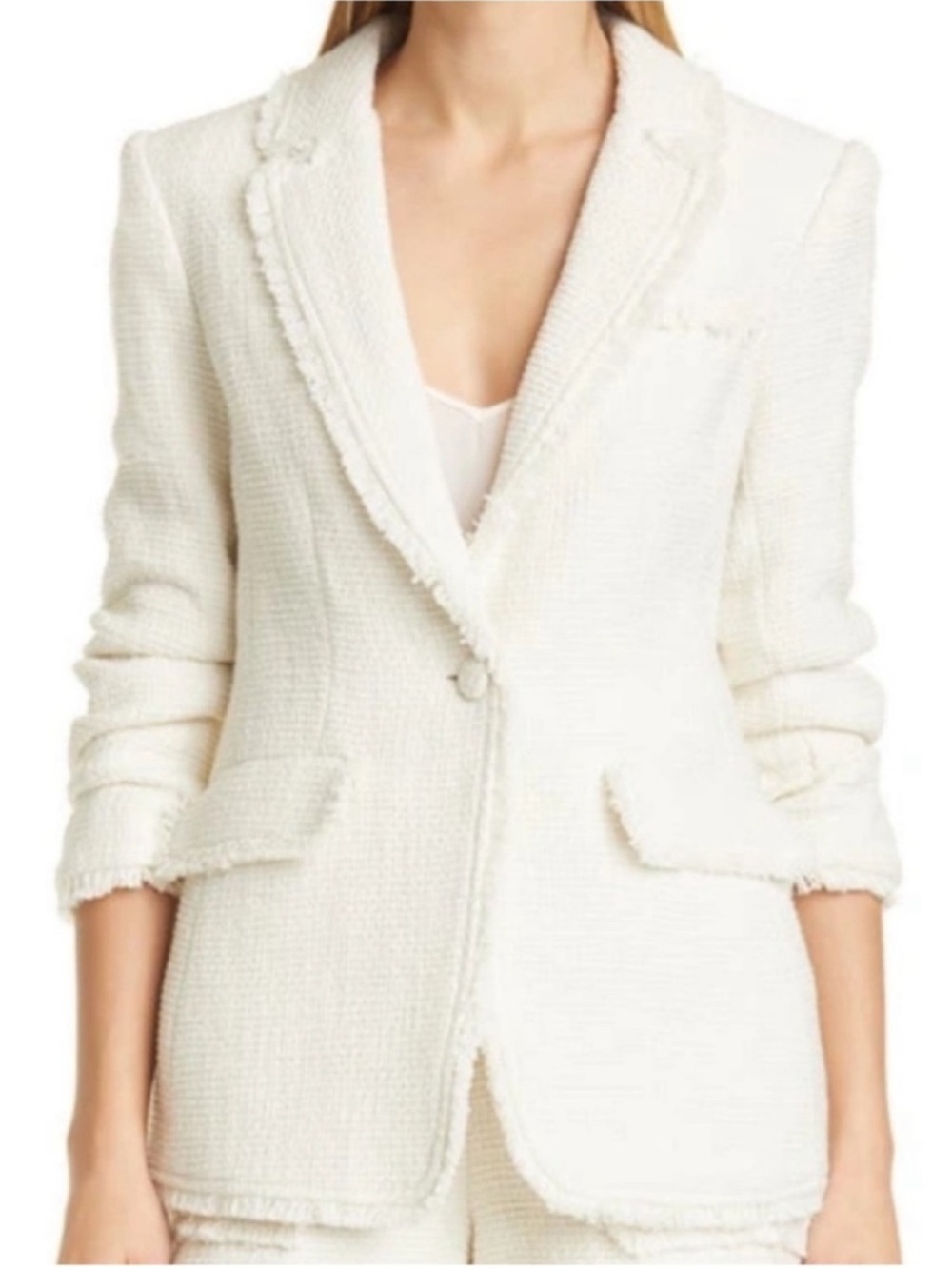 Cinq a Sept Khloe Boucle Tweed Blazer in Gardenia